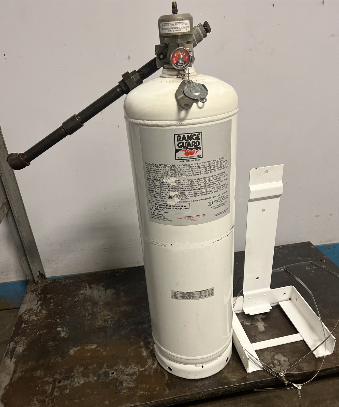 Badger Fire Protection Range Guard Wet Chemical Cylinder Model RG-6G. Used