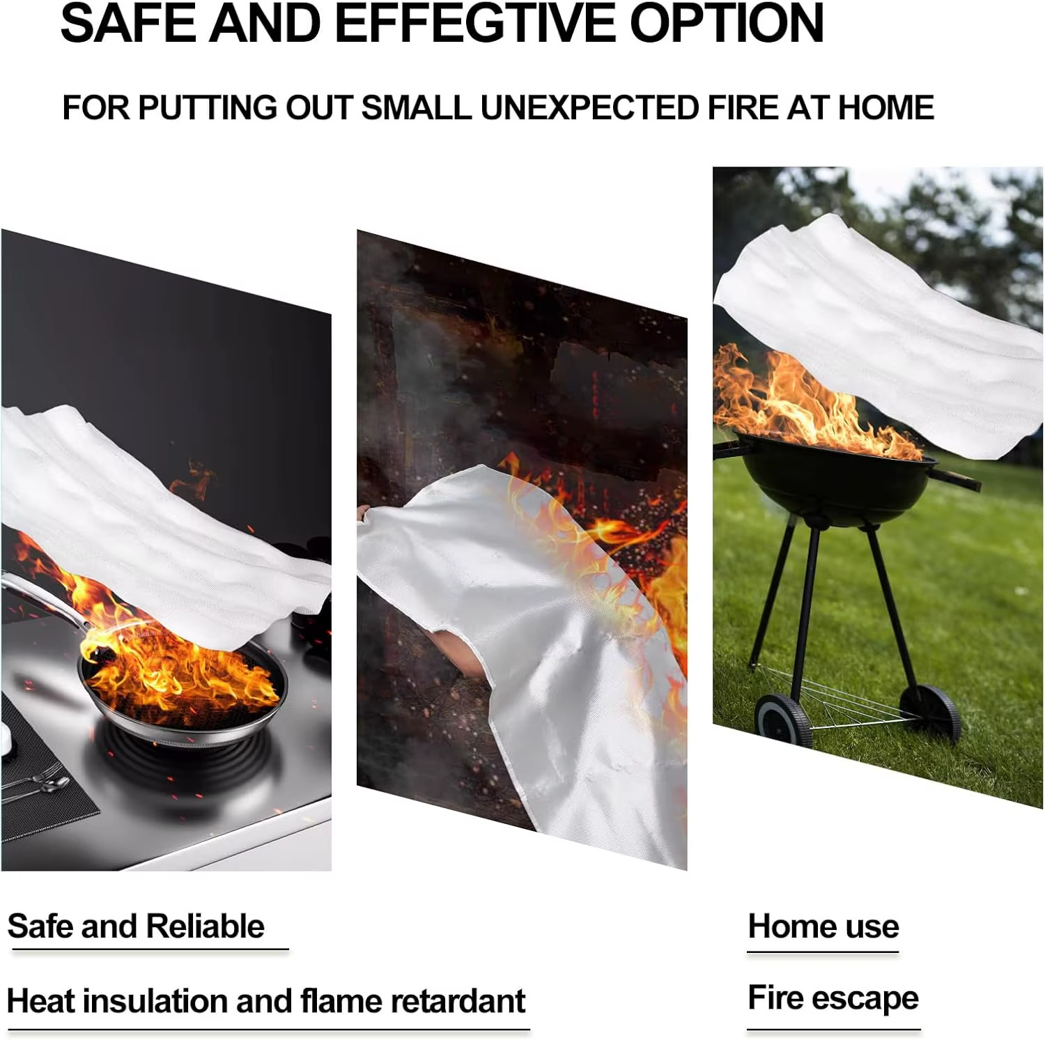 Fiberglass Fire Emergency Blanket – Flame Retardant Safety Cover for Survival