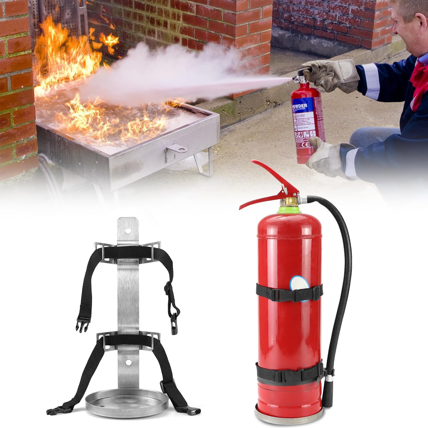 2 Pack Stainless Steel Fire Extinguisher Brackets 5.5’’ Dia Quick Release Mounts