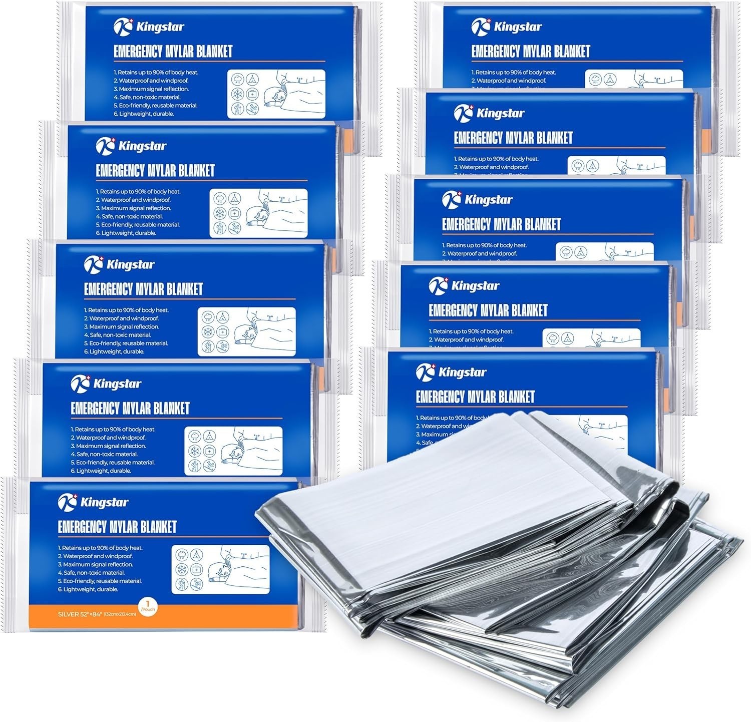 Emergency Blankets 120 Packs 84″ L x 52″ W Survival Gear Family & Homeless
