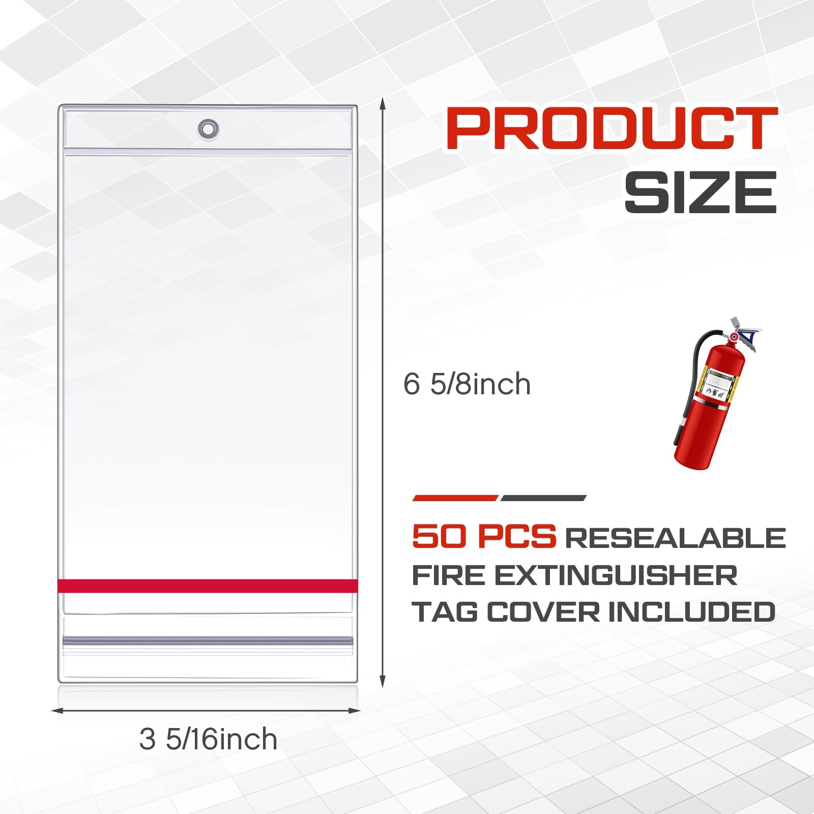 50 Pcs Resealable Fire Extinguisher Tag Cover Waterproof Clear Fire Extinguis…