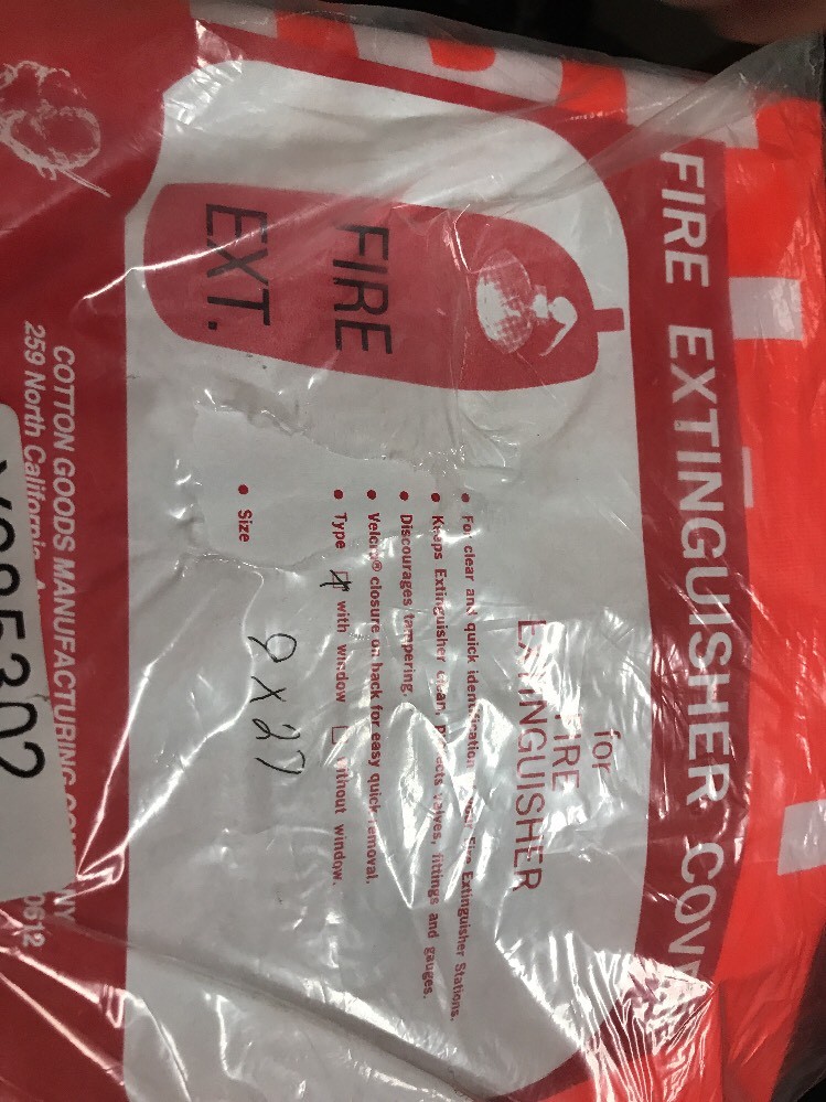 Fire Extinguisher Cover w/Window, Fits Tank Y685302. 9×27