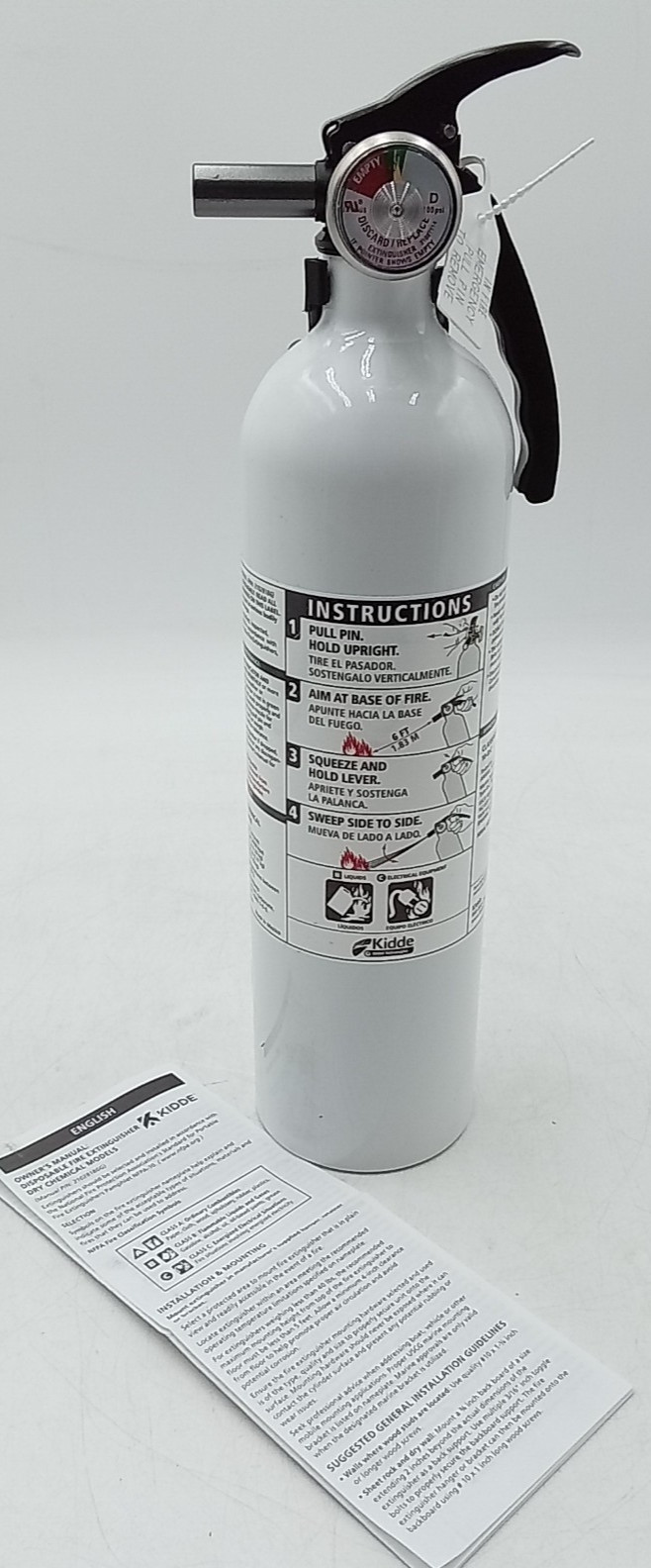 10-B:C Fire Extinguisher with Metal Valve White Marine Boat Auto Vehicle Safety