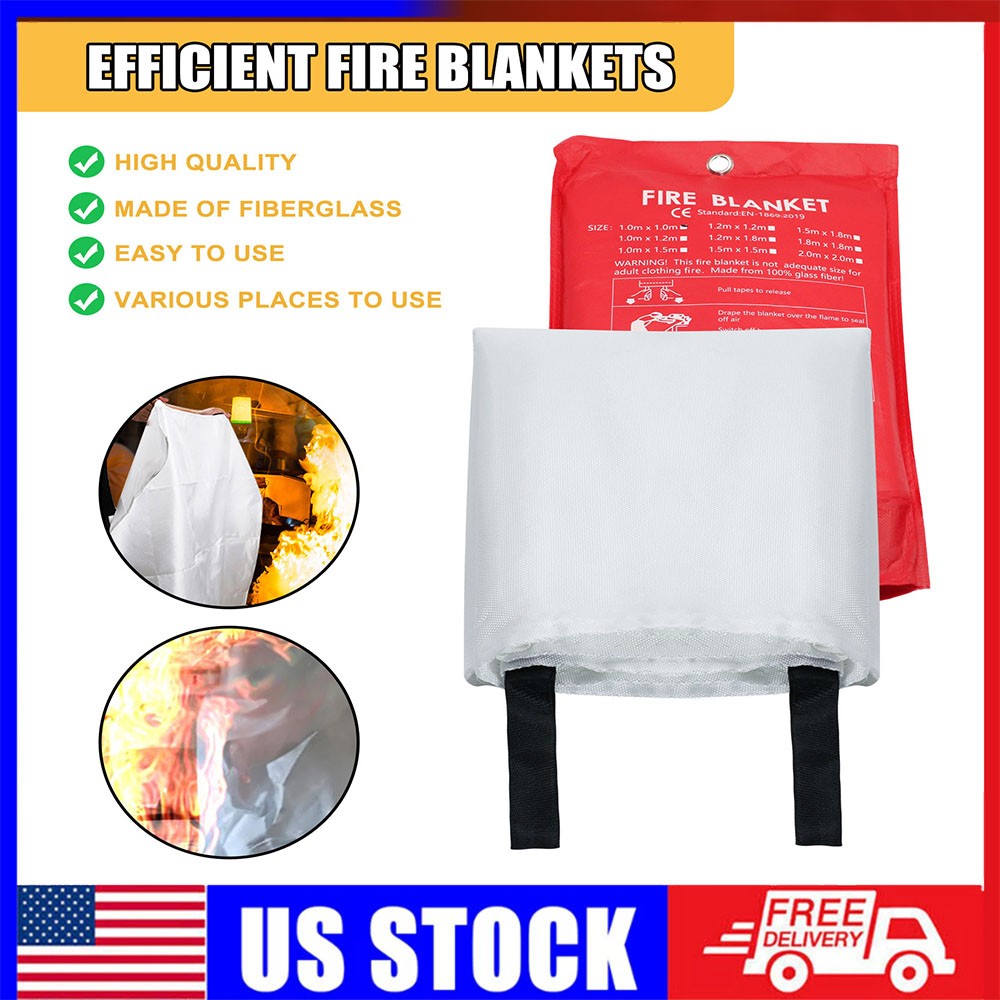 39”x39” Retardant Blankets Large Fire Blanket Fiberglass Prepared Emergency US
