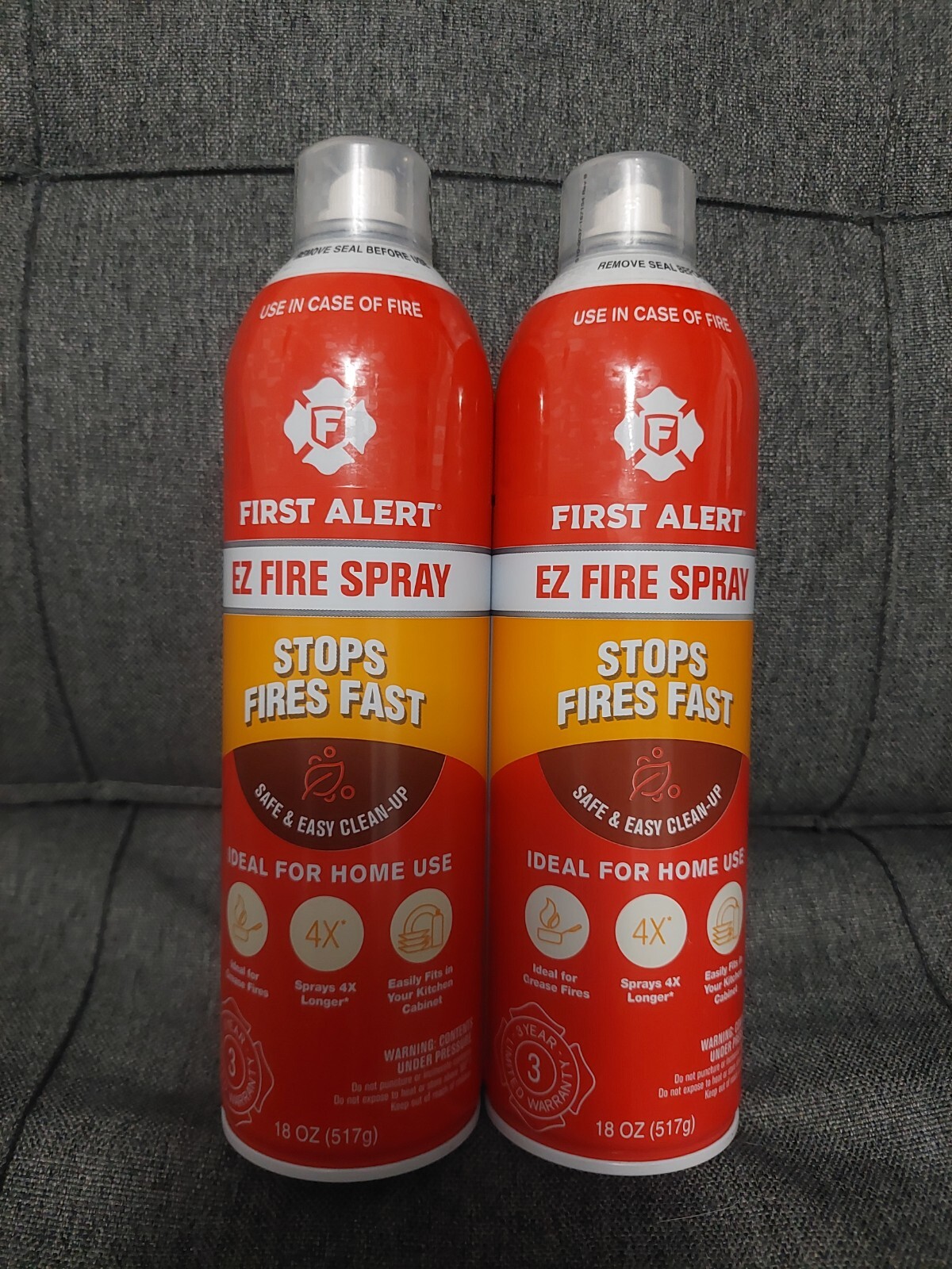 First Alert EZ Fire Spray, Extinguishing Aerosol Spray 18oz, Pack of 2 Sealed
