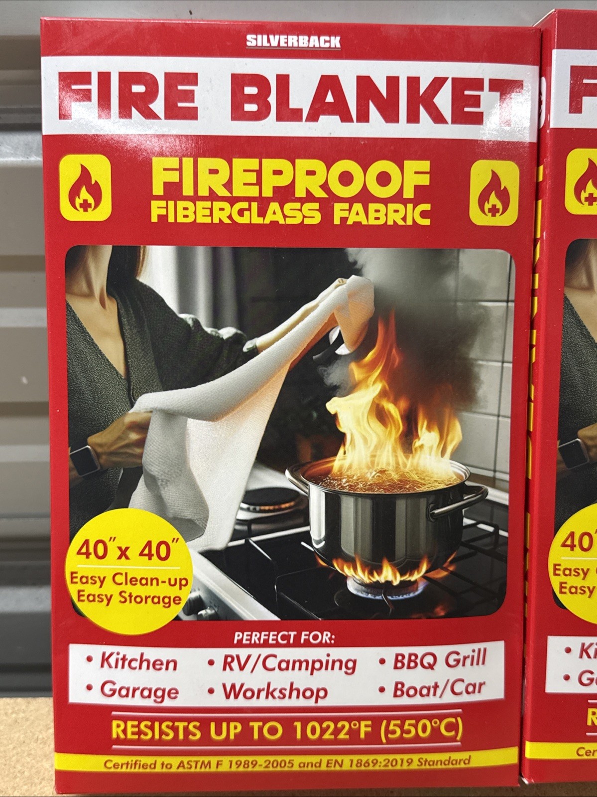 (2) Silverback 40″ X 40″ Fireproof Fiberglass Fabric Fire Blanket .. NIB