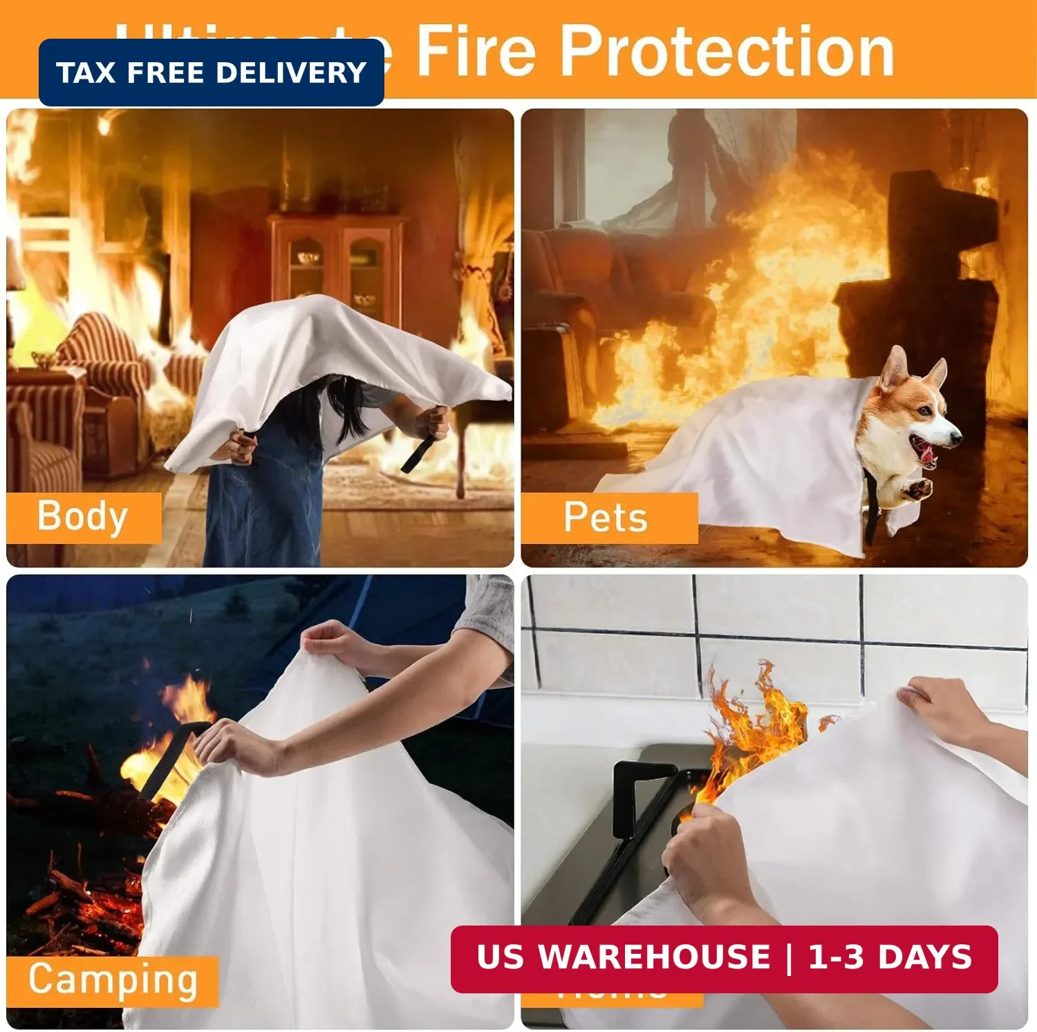 Mondoshop Fire Blankets Emergency for Kitchen Home – Emergency Fire Retardant Bl