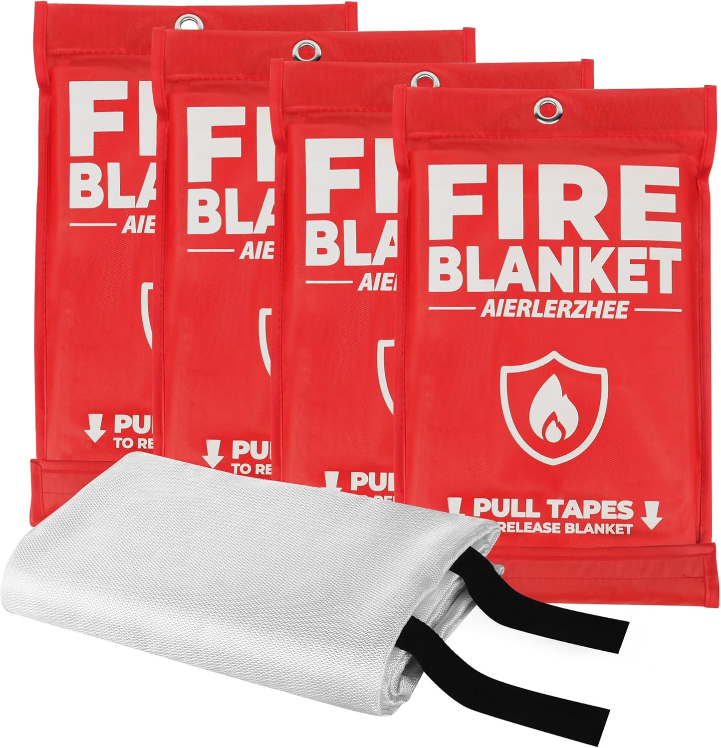 Fire Blanket 4 Pack 40″X40″ – CE Certified Fiberglass, Heat Resistant to 1076°F
