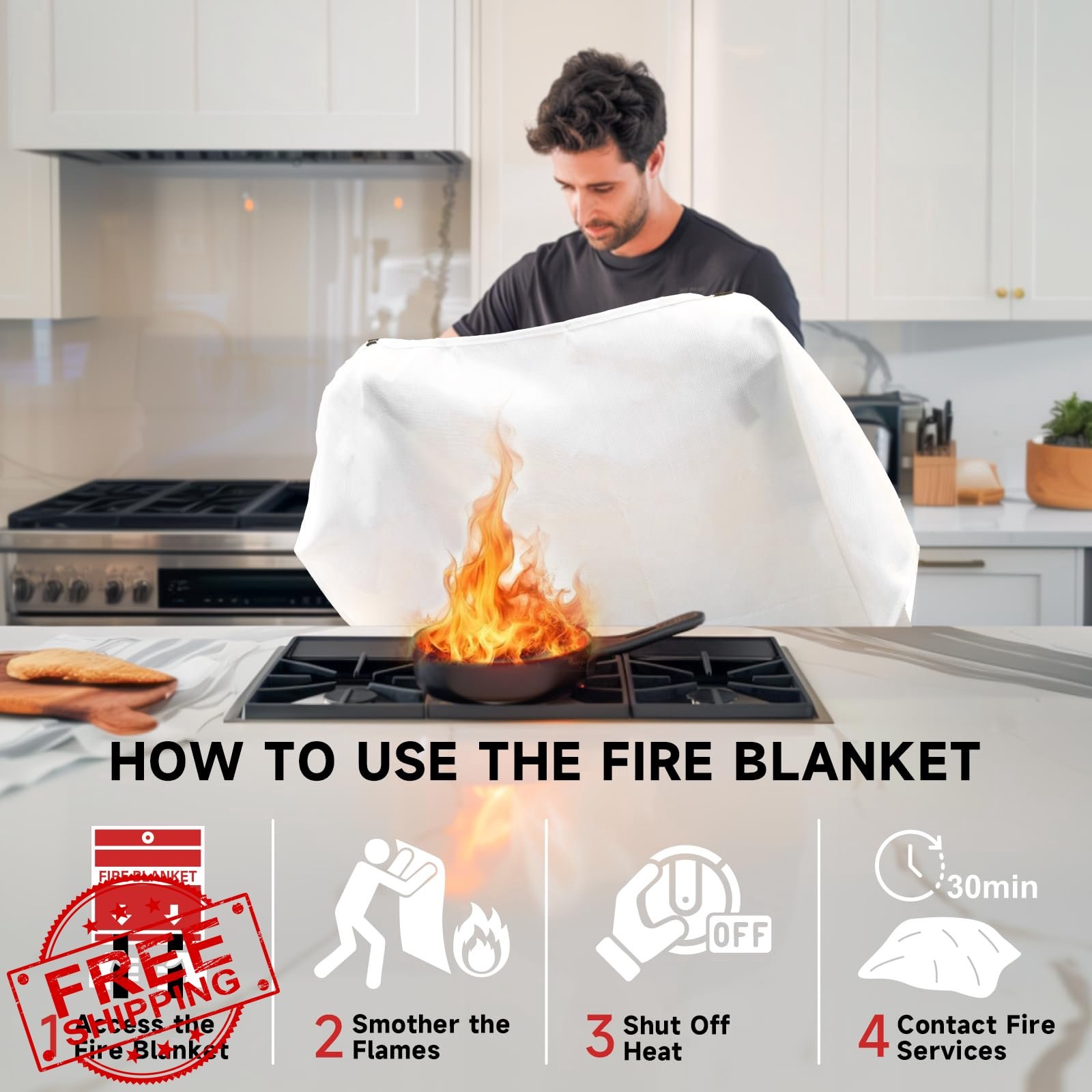 40″x40″ Fire Blanket Emergency Home Kitchen Fireproof Safety Survival