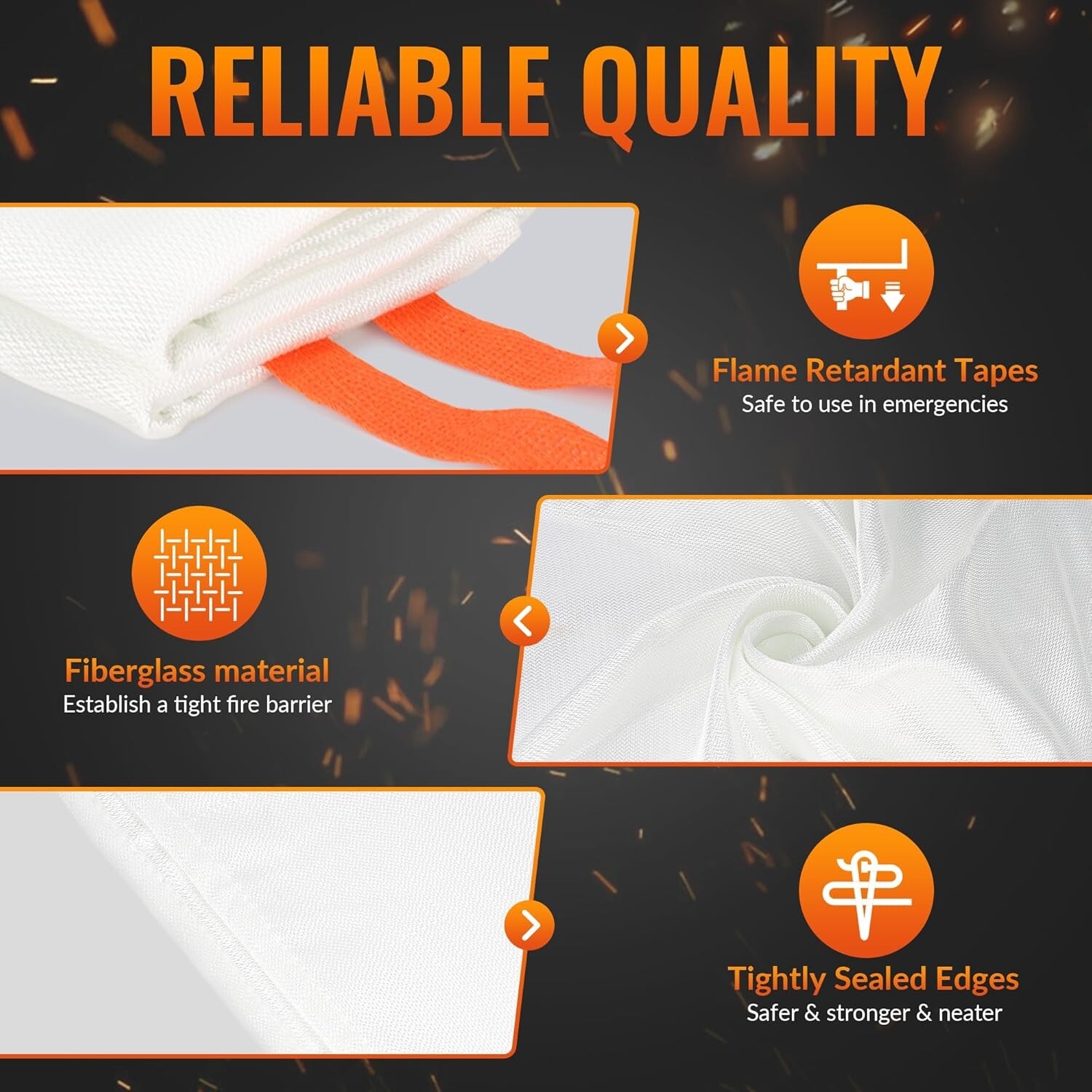 3 Fire Blanket 47″x47 for Home and Kitchen Emergency Fire Blankets Suppression