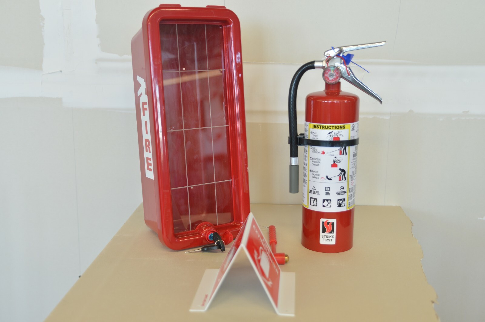 🎯 NEW 5LB RED FIRE EXTINGUISHER CABINET AND 5LB ABC FIRE EXTINGUISHER COMBO