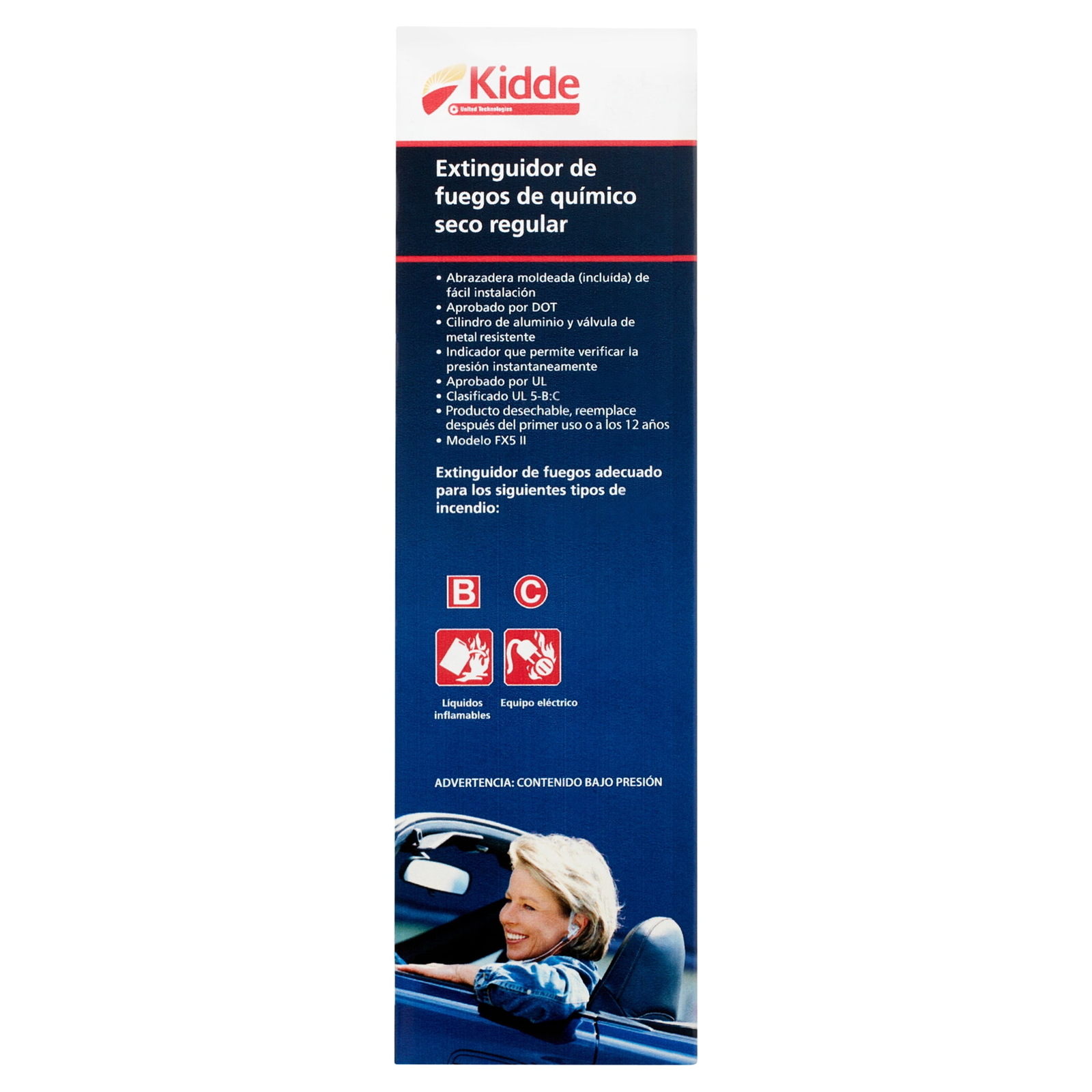 Kidde Auto Fire Extinguishers, Metal Red, 3.15 lb Stainless Steel