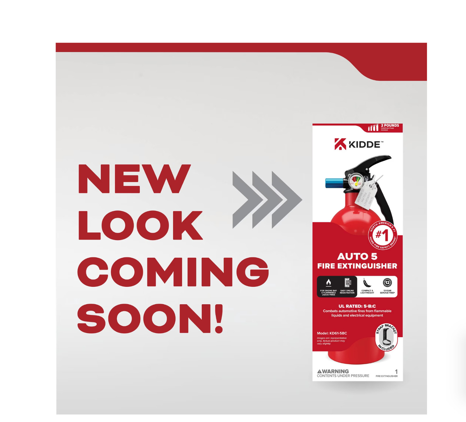 Kidde Fire Extinguisher for Vehicles, Single-Use, Dry Chemical, 5BC, Strap Brack