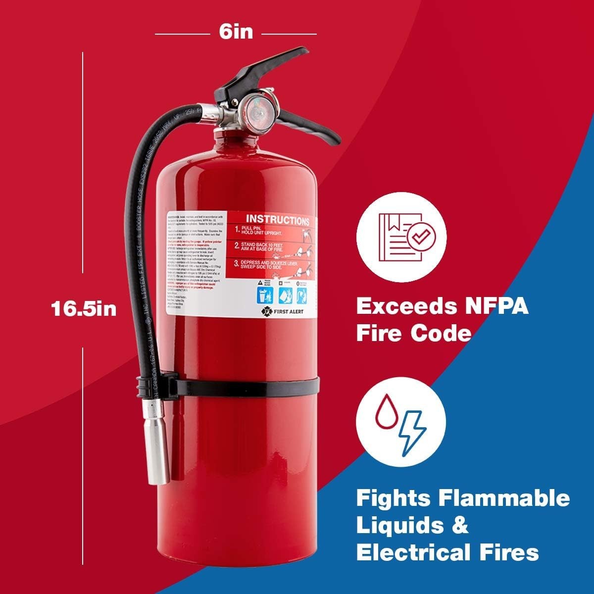 12- Limited Rechargeable Fire Extinguisher, Rated Safety Solution in Red