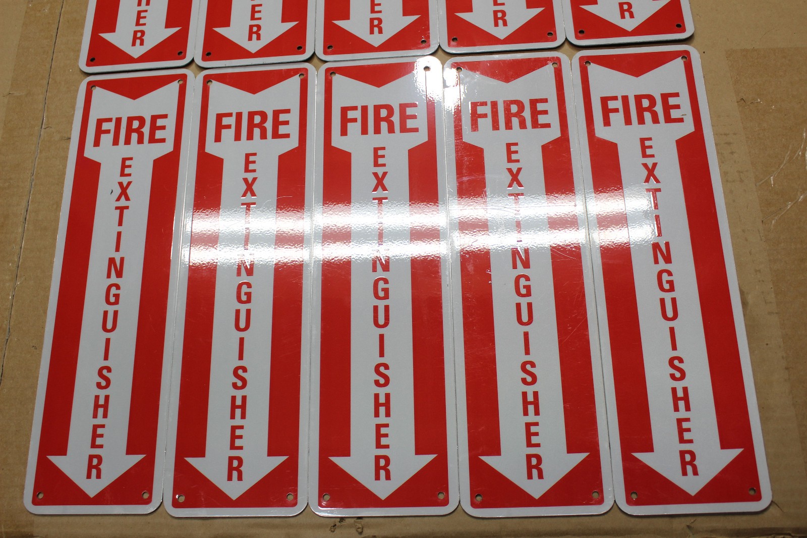 Lot of 10 Fire Extinguisher Aluminum Sign Down Arrow 14″ x 14″ Reflective USA