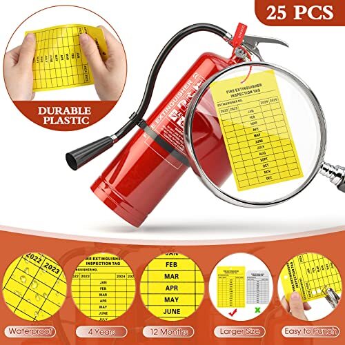 76 Pcs Monthly Fire Extinguisher Inspection Tags Set Including 4 Years Mainte…