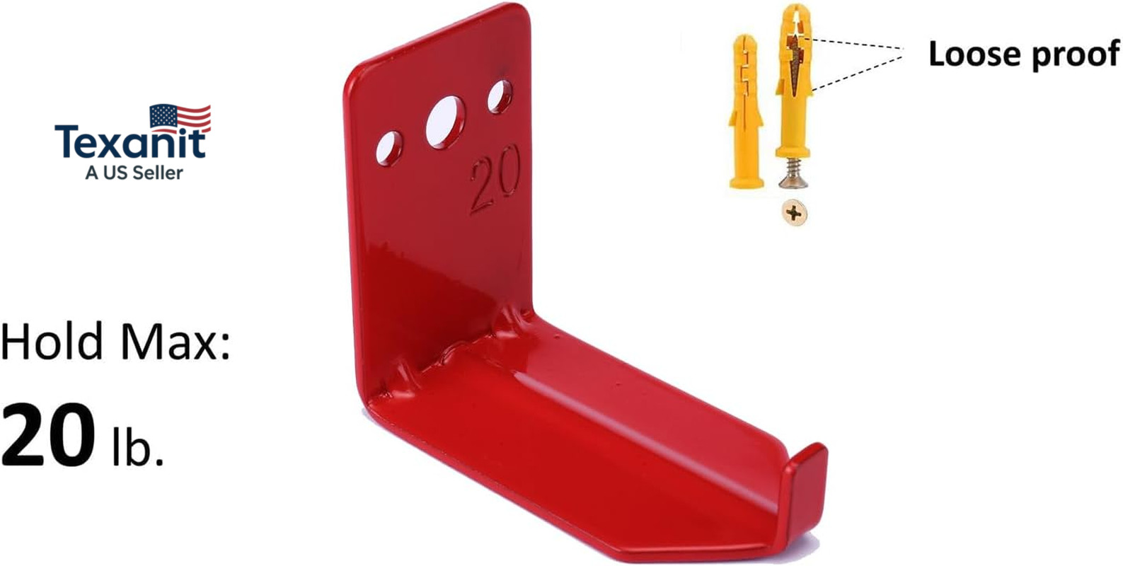 Fire Extinguisher Mount Wall Hook Bracket for Holding up to 20 Lbs Extinguishers
