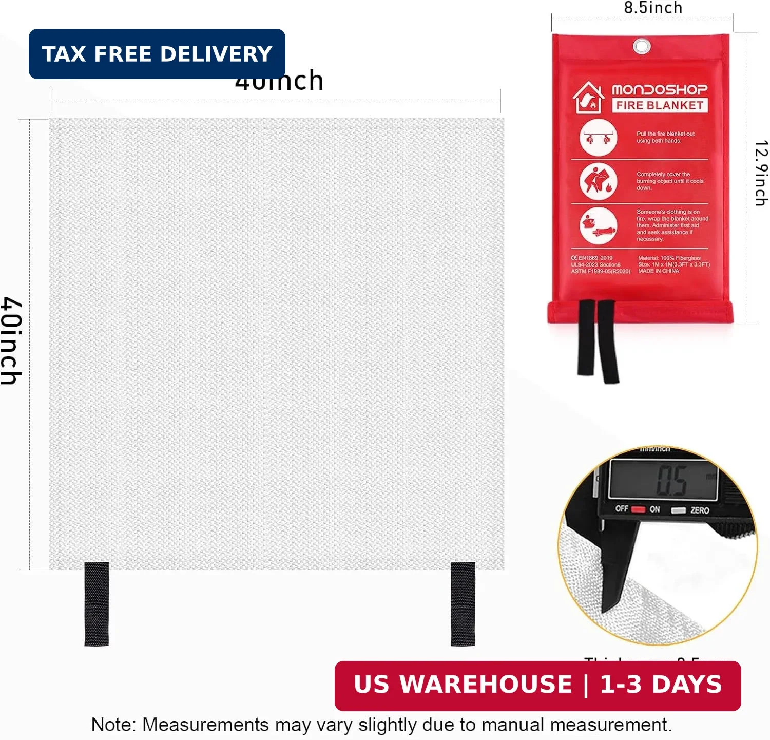 Mondoshop Fire Blankets Emergency for Kitchen Home – Emergency Fire Retardant Bl