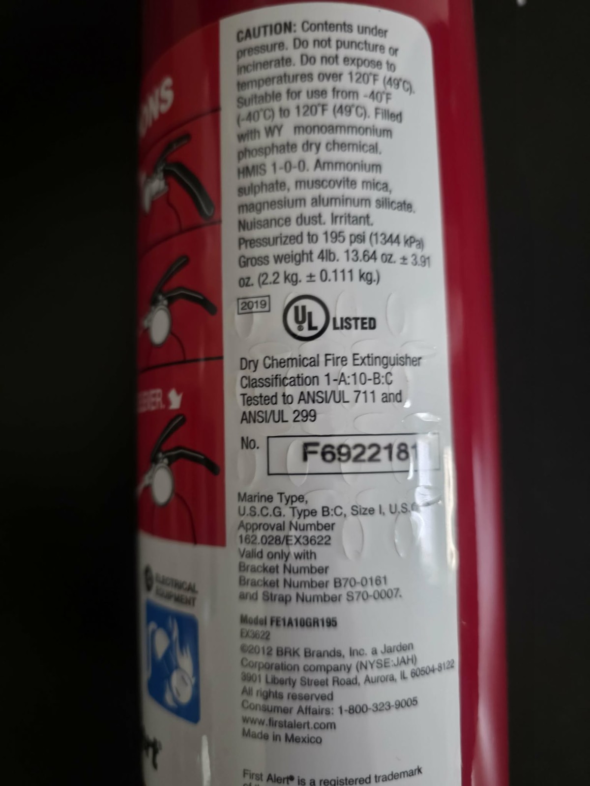 First Alert HOME1 Fire Extinguisher Lot of 2 UL Rated 1A10BC Rechargeable