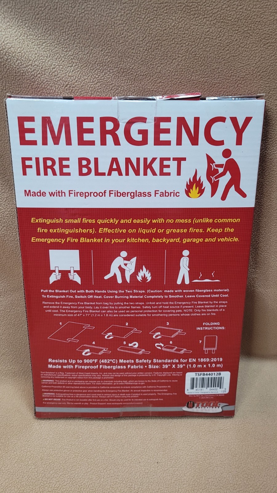 Emergency Fire Blanket 39” x 39” Kitchen Home Fiberglass Fireproof Heat Shield