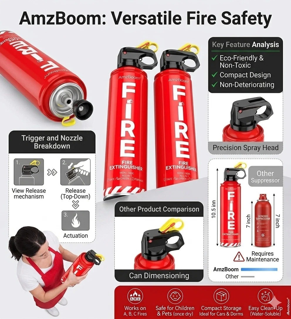 2-Pack Fire Extinguisher for Home, Kitchen, Car, and Grill with Mounting Bracket
