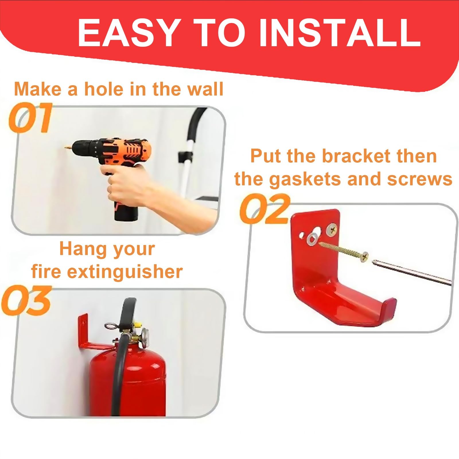 20 Pack Universal Fire Extinguisher Mount Bracket – Rust-Resistant Metal Wall…