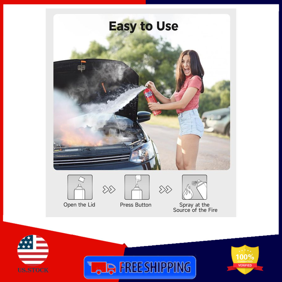 Fire Extinguisher 2Pk with Mounting Bracket, ABCK Aerosol Spray,Prevents Reignit