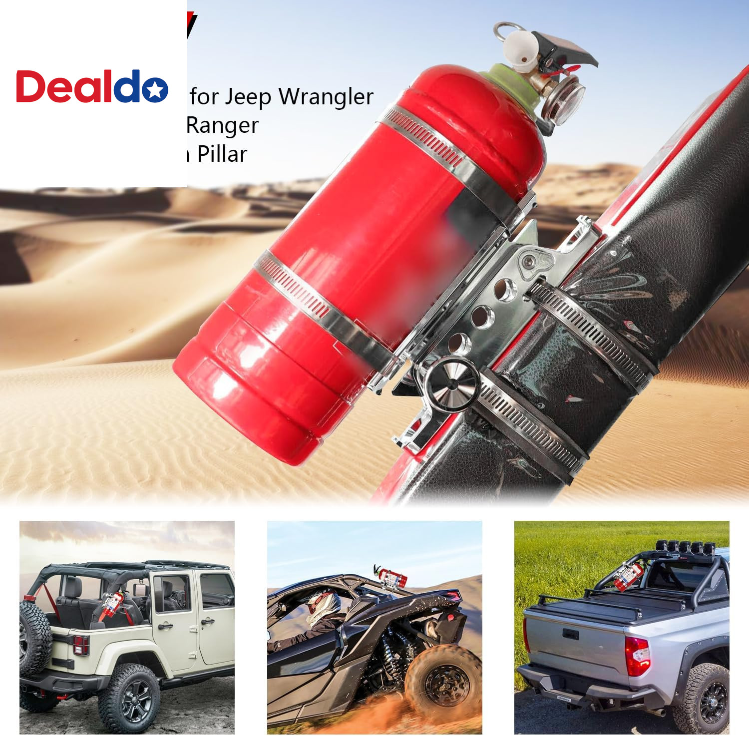 Chrome Quick Release Roll Bar Fire Extinguisher Mount Compatible with for Jeep W