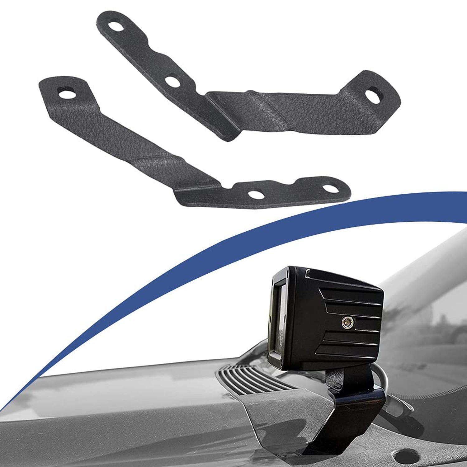 ADTOPI Black Metal Hood Mount Bracket for Offroad Light Cube Light Whip Anten…