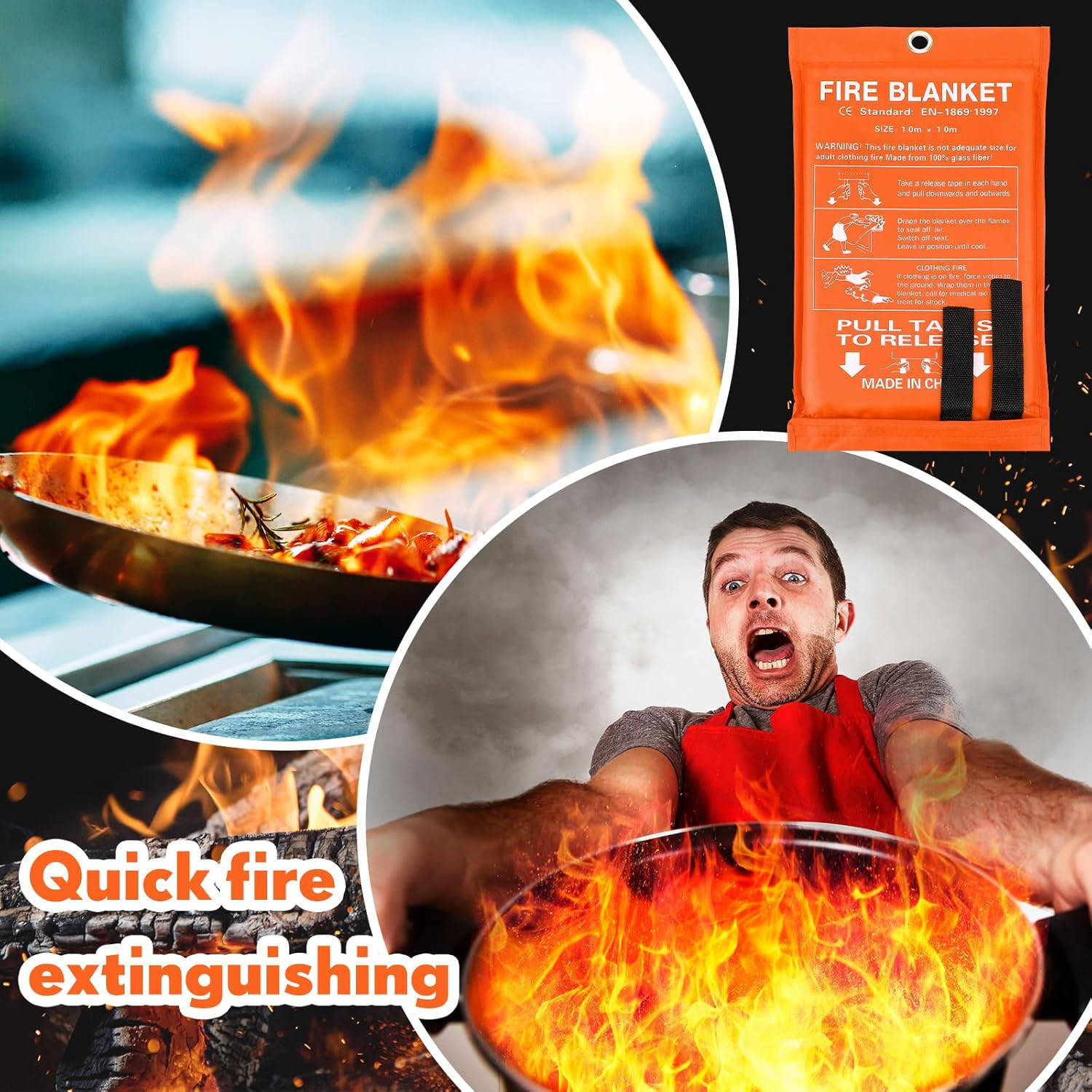 30 Pack Fire Blankets 39” X 39” Fire Blanket Emergency for Home and Kitchen Exti