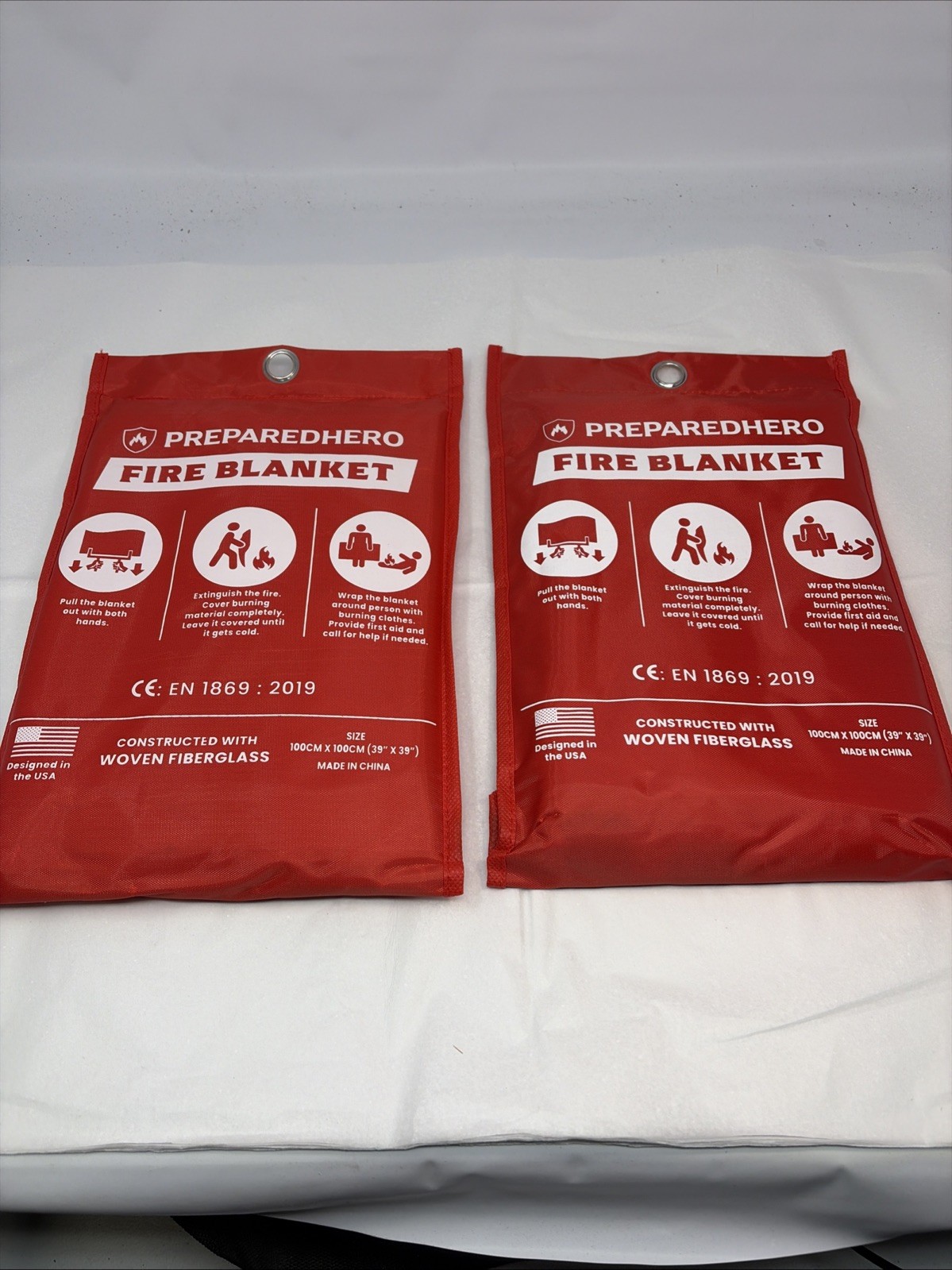 Emergency Fire Suppression Blanket Set Of 2 – 39”x39″ Preparedhero Brand New