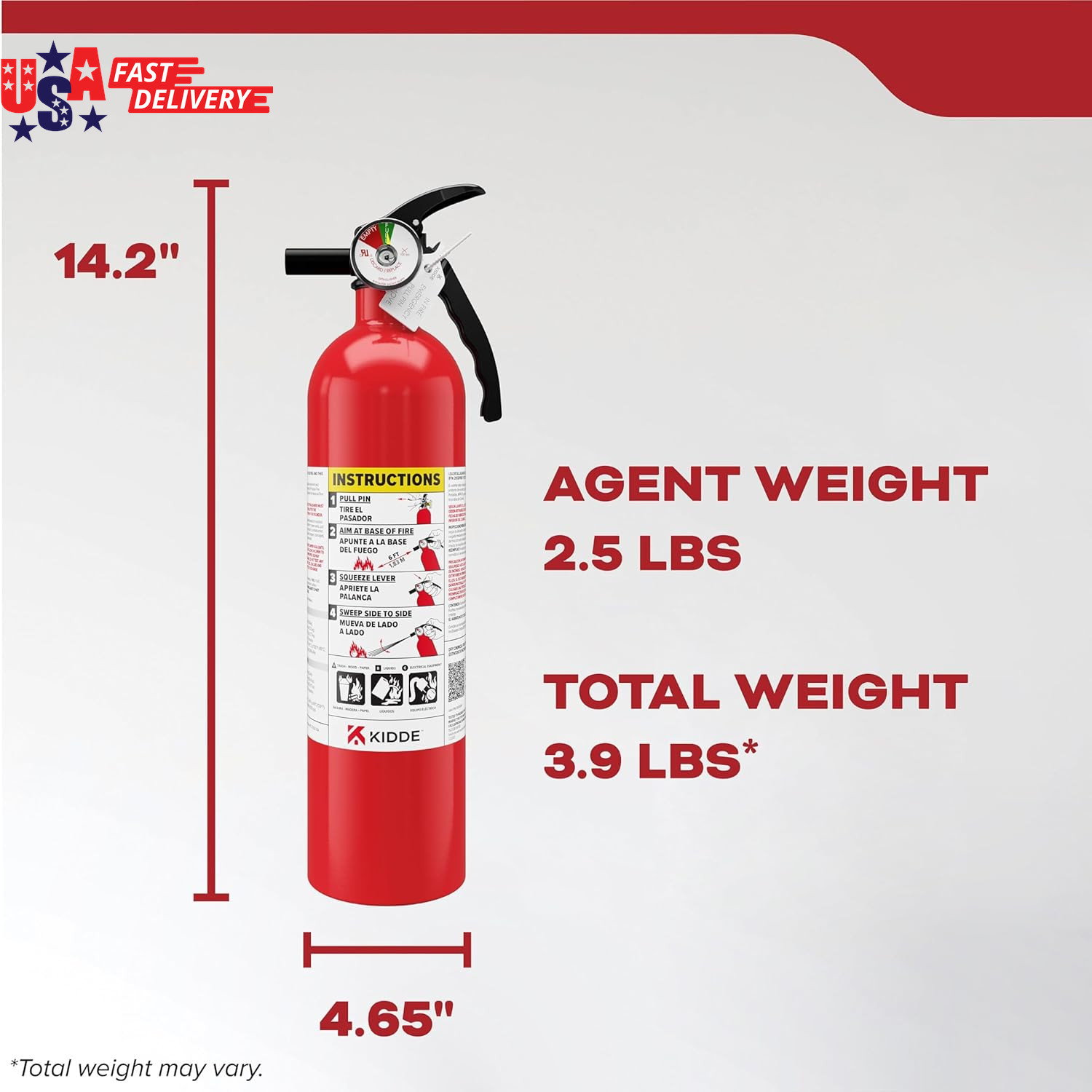 , FA110G, Multi Purpose Fire Extinguisher for Home, Office, Dorm, Residential, 1