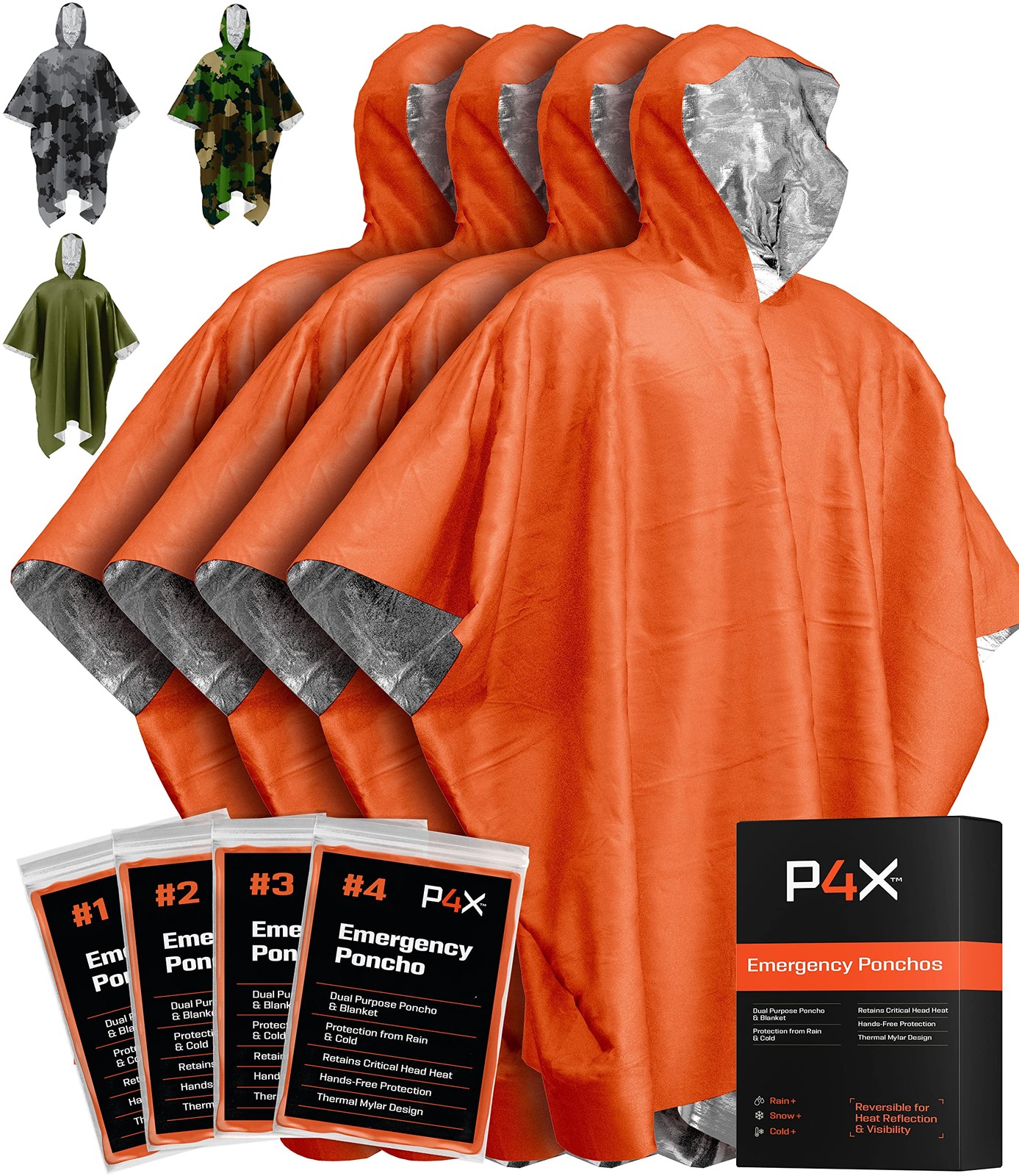Emergency Mylar Poncho – Survival Rain Poncho with Hood – Lightweight, Compac…