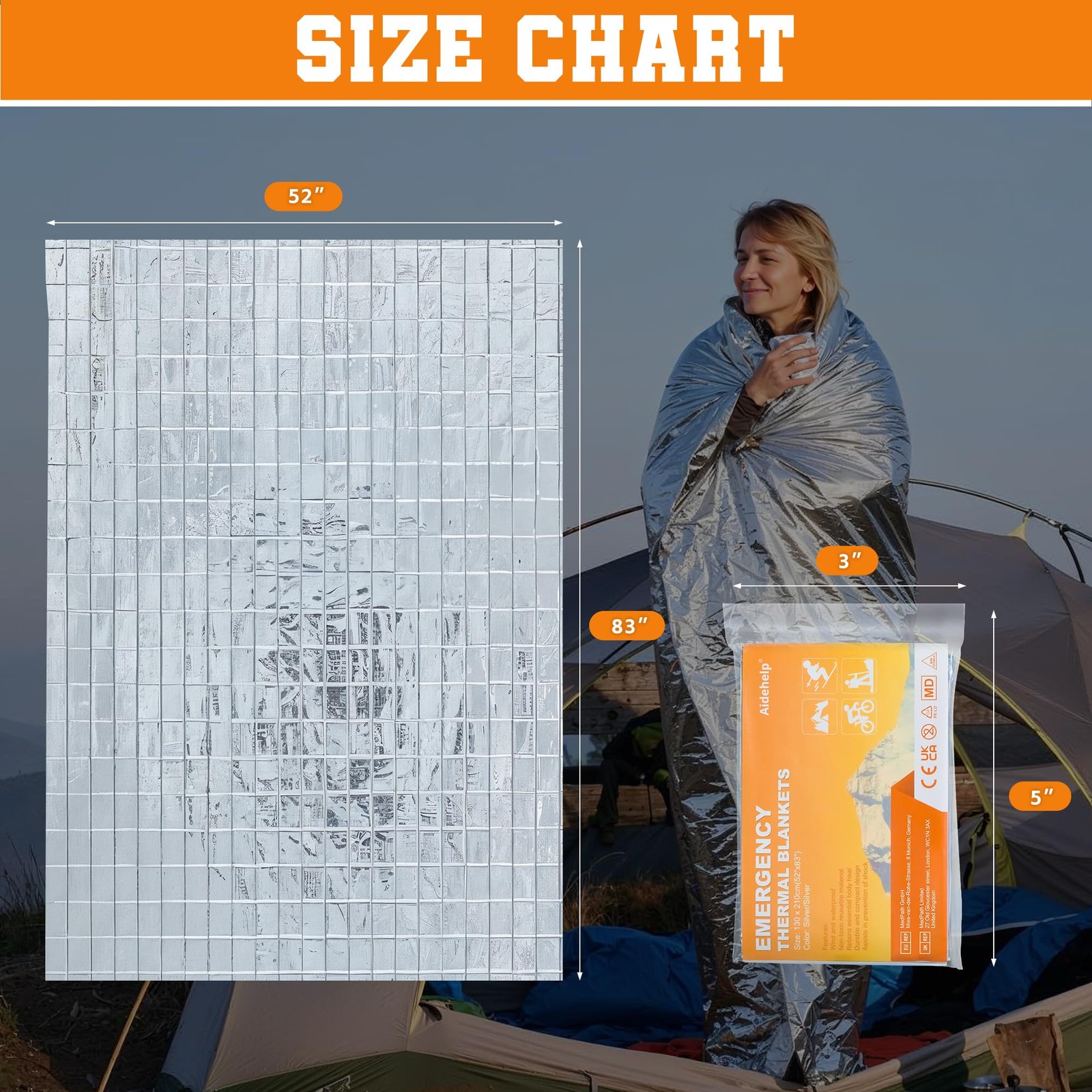100 Pack Emergency Blankets – Mylar Thermal Space Blankets for Survival and P…
