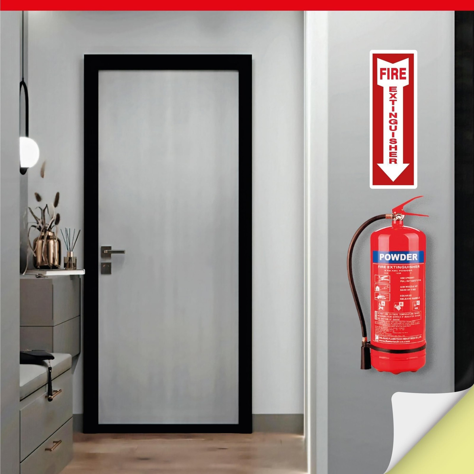 Pack of 12 Fire Extinguisher Stickers 4″x 12″- 5 Mil Vinyl – Fire Extinguishe…