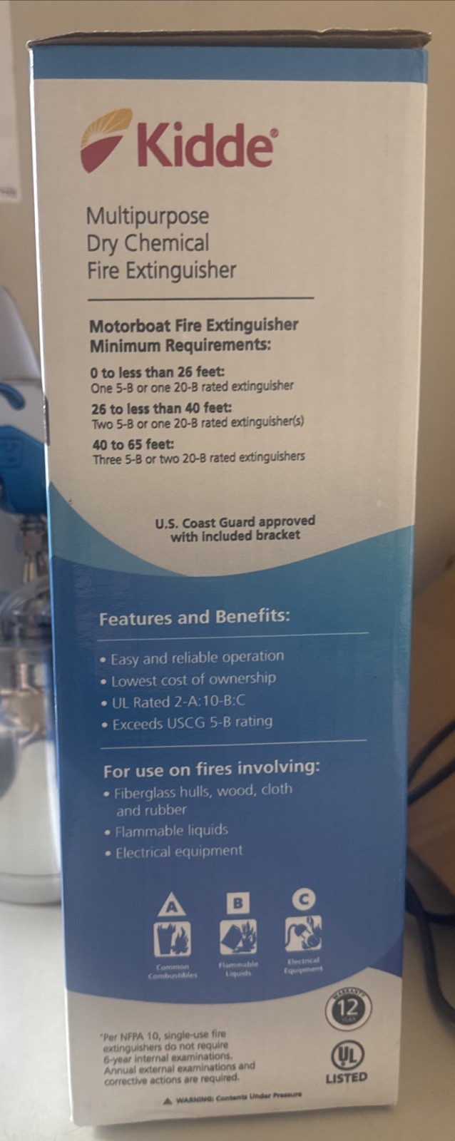 Kidde Mariner 210 A:B:C Marine Fire Extinguisher New/open box.