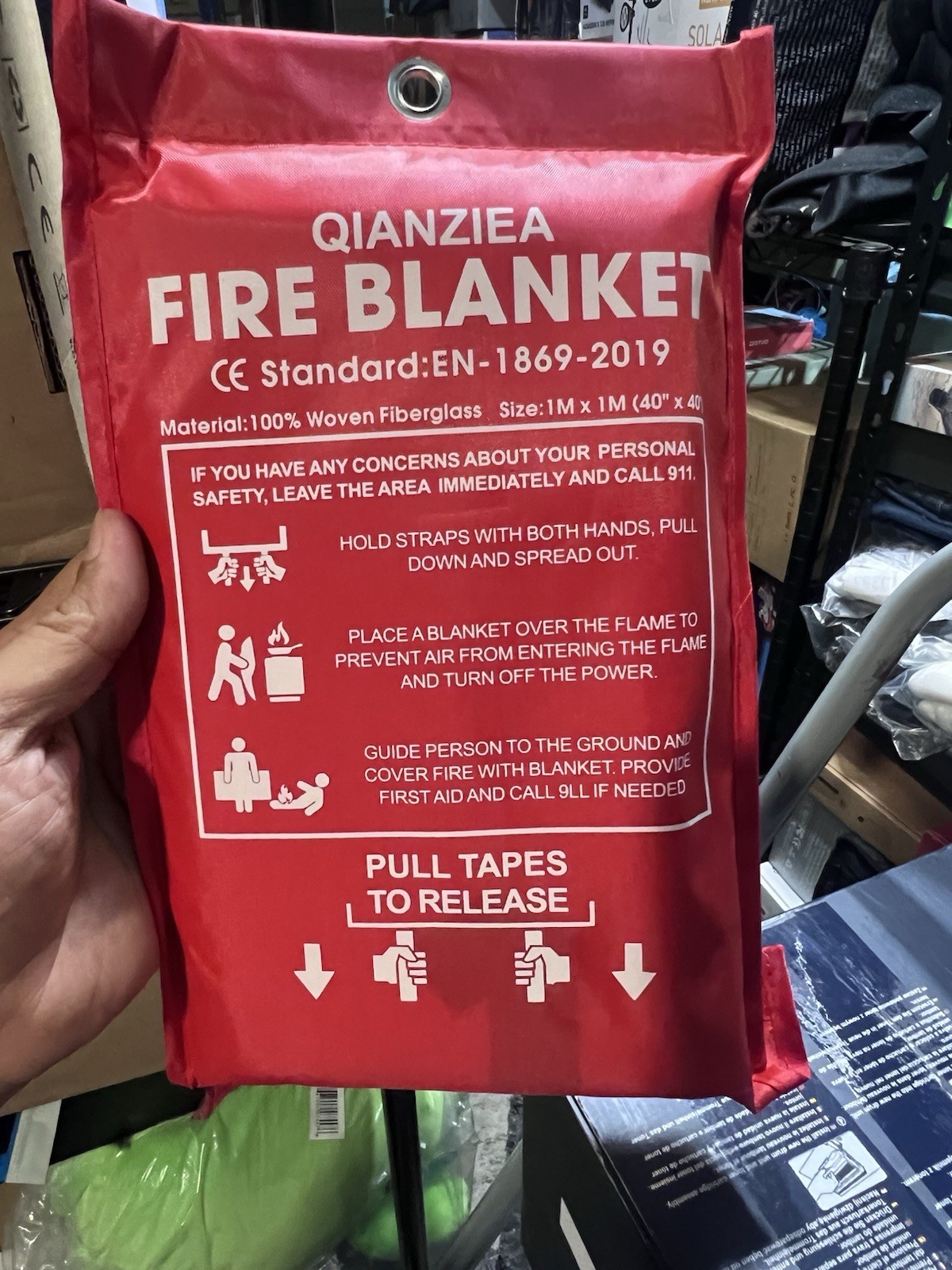 FIRE BLANKET Fiberglass Hero Emergency Home Retardant Prepared 39”x39′