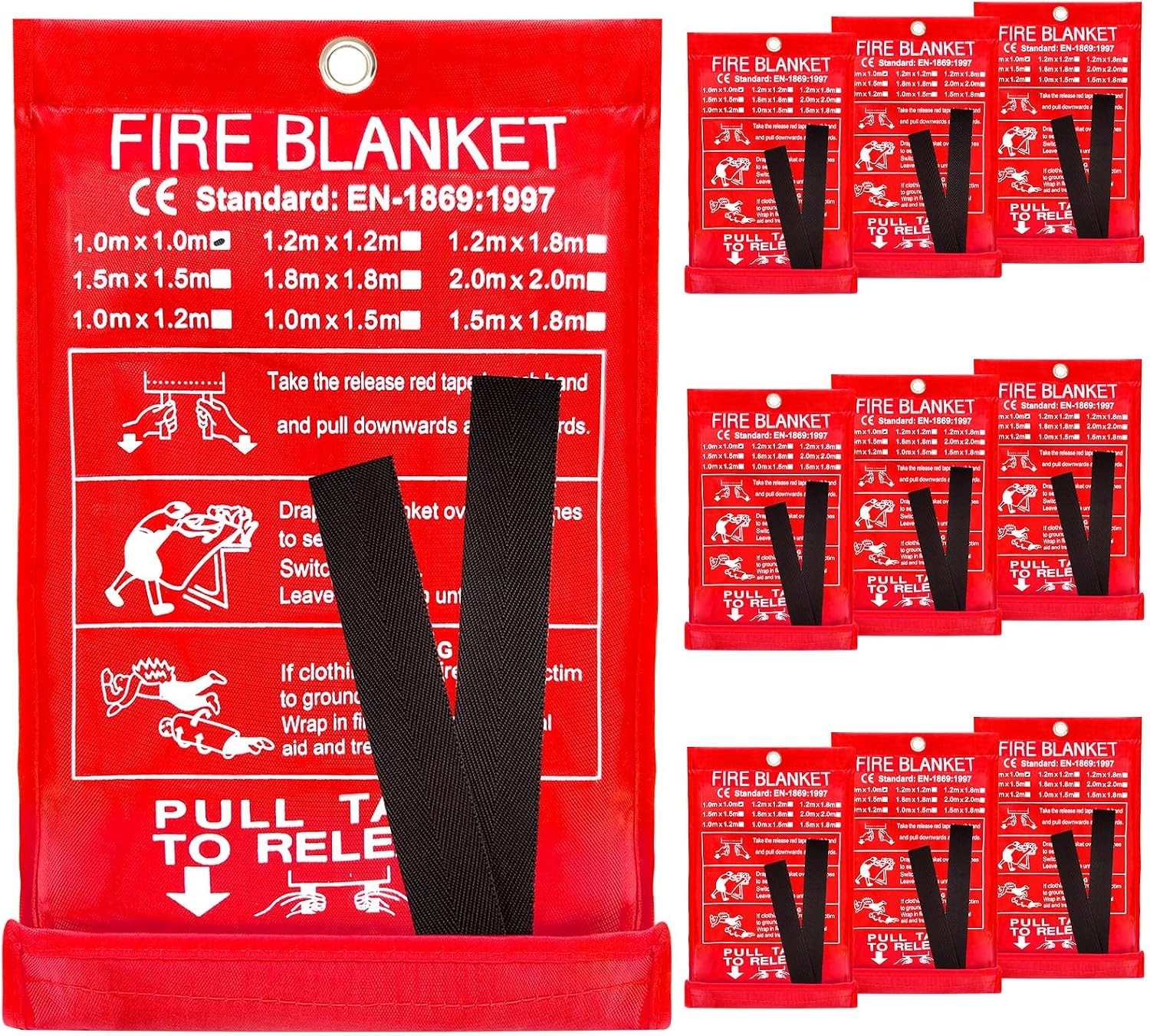 Versatile 10 Pack Fire Blankets – 39×39 Inch for Kitchen, Office, Camping Safety
