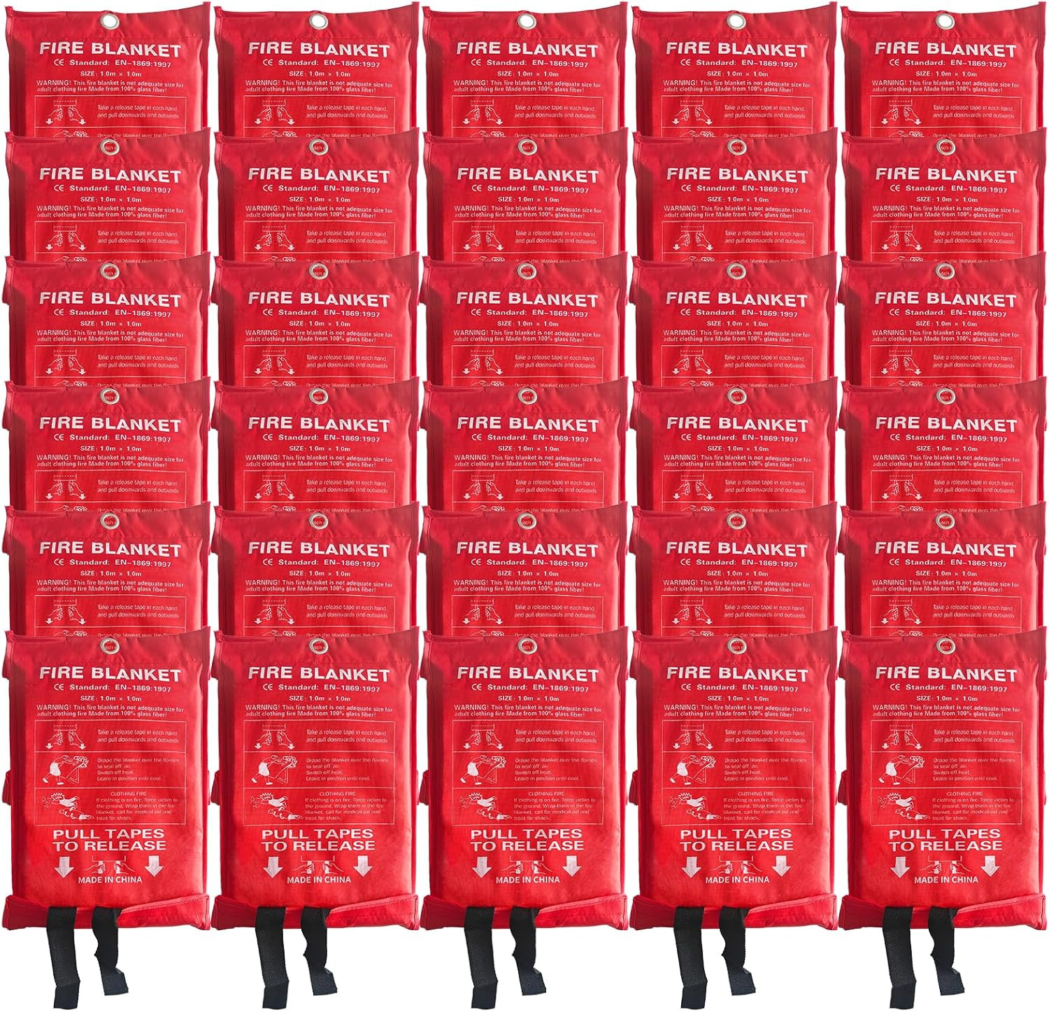 30 Packs Fire Blanket – 39.37X39.37 Inches, 1100℉ Heat Resistant, Emergency Fire