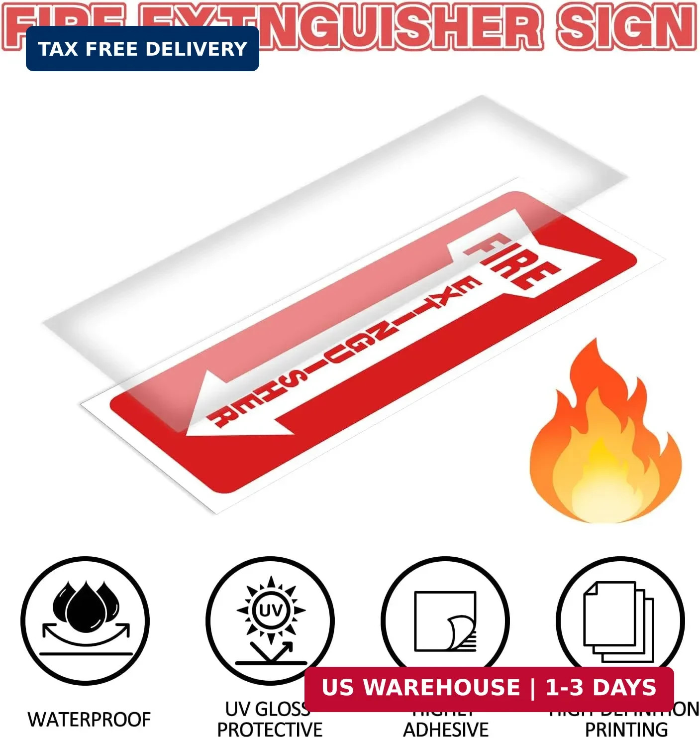 Fire Extinguisher Stickers 4×12 Inch, 5PCS Fire Extinguisher Signs, Fire Extingu