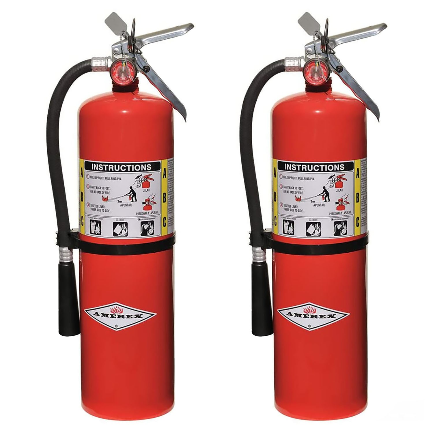 Amerex B456, 10lb ABC Dry Chemical Extinguisher, Aluminum Valve, Hanger, 2 Pack