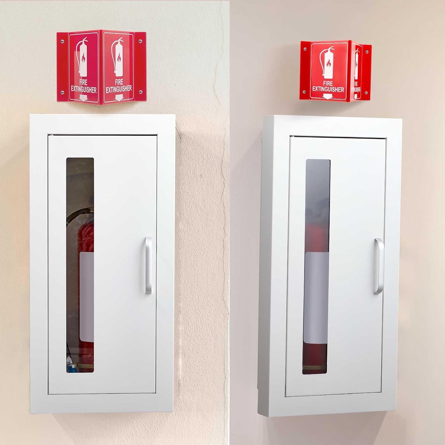 Semi-Recessed Fire Extinguisher Cabinet with Acrylic Sign Steel Fire Extinguishe