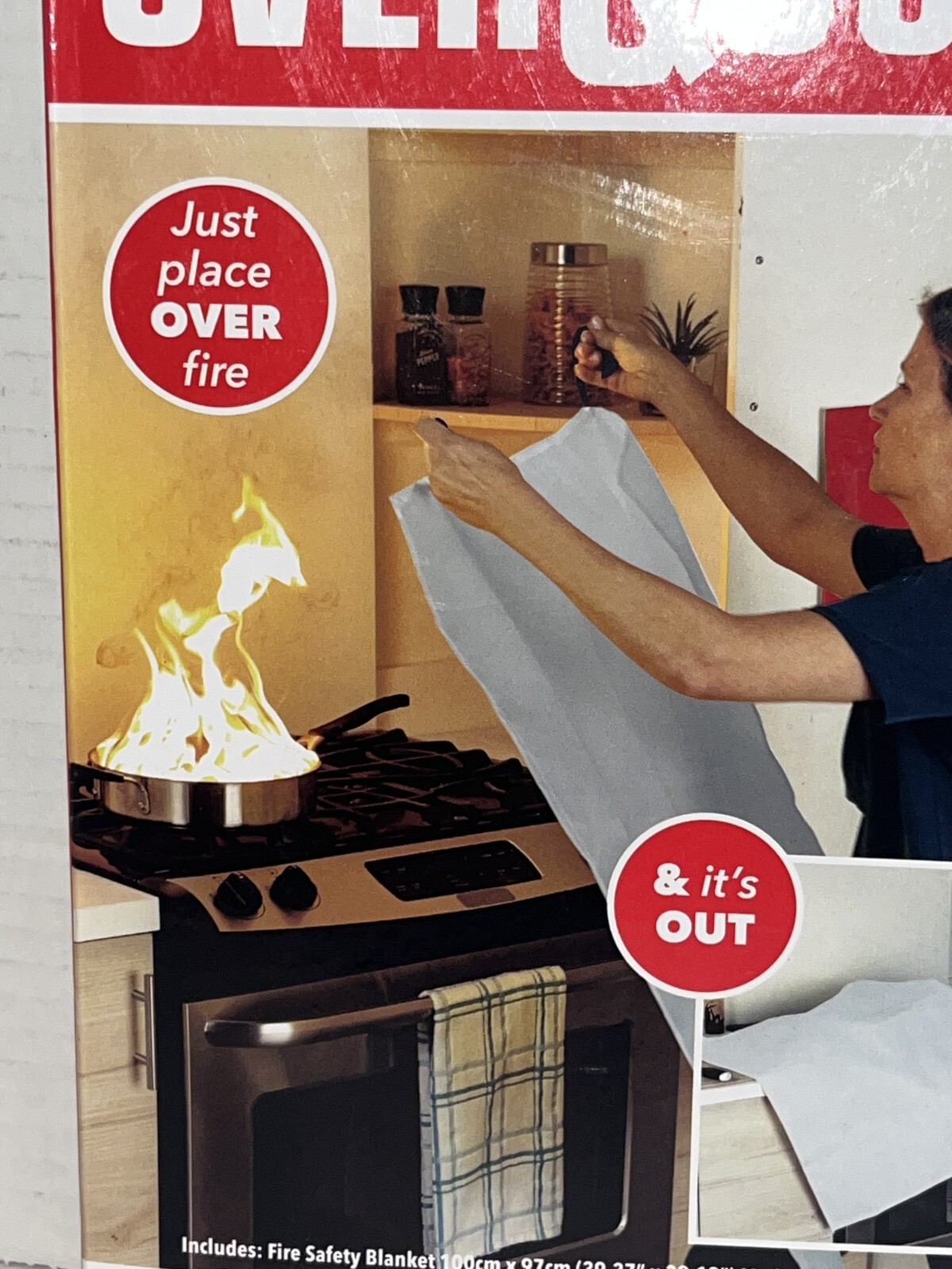 Over & Out Fire Safety Blanket 39.37 x 38.18 Kitchen Home Protection