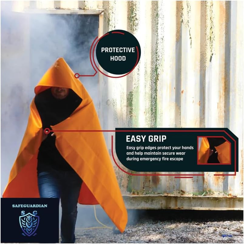 Fireproof Blanket Fire Cloak | Hooded Fire Blanket | Emergency Fire Blankets for