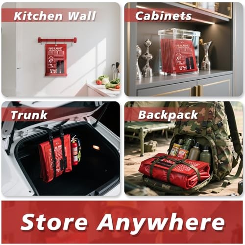 4 Pack Fire Blanket 40×40 Fiberglass Emergency Safety Smothering Tool Home Kitch