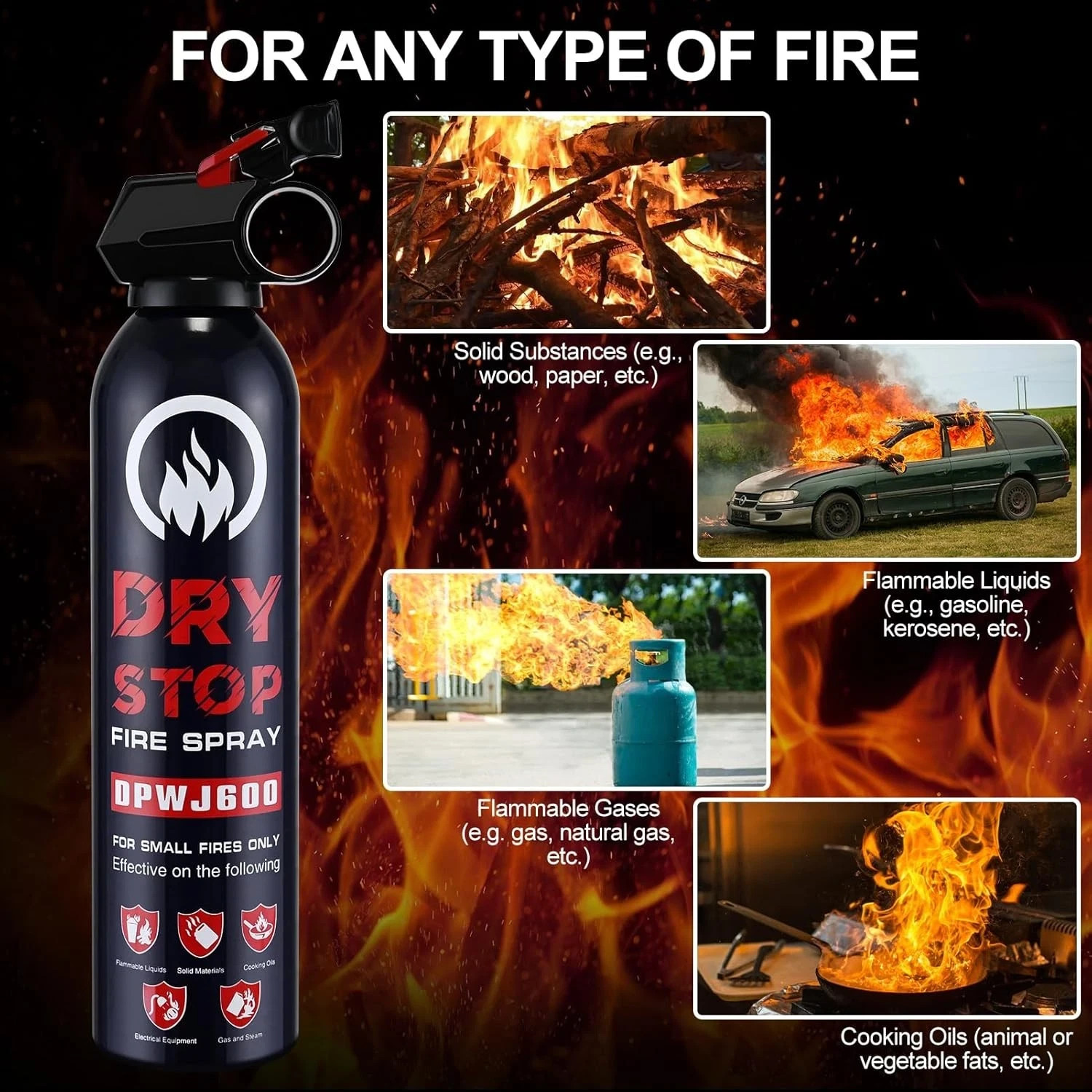 2Pack Dry Stop Fire Spray for Home – Auto Fire Extinguisher for Truck Vehicle, 6