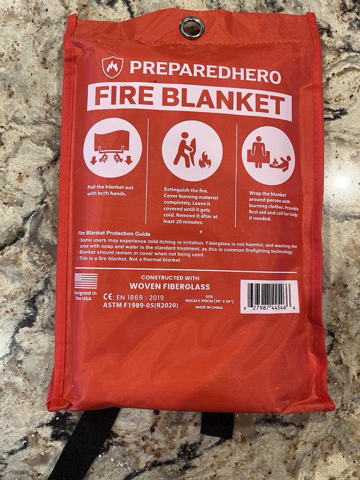 Prepared Hero Fire Blanket 39″×39″ Fiberglass Home Emergency Safety Blanket NEW