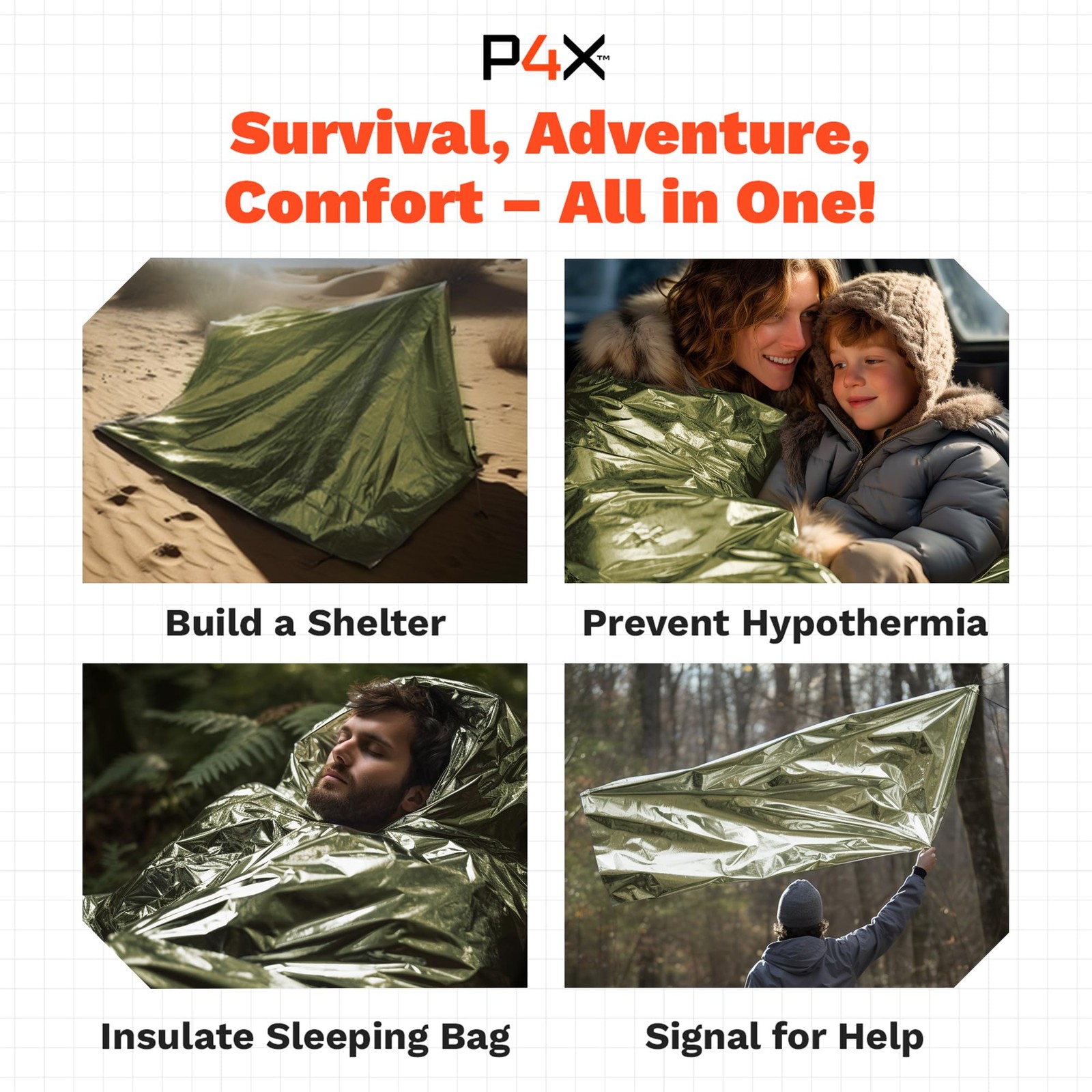 Mylar Emergency Blanket Waterproof Thermal Rip Resistant 8 Pack Survival Outdoor