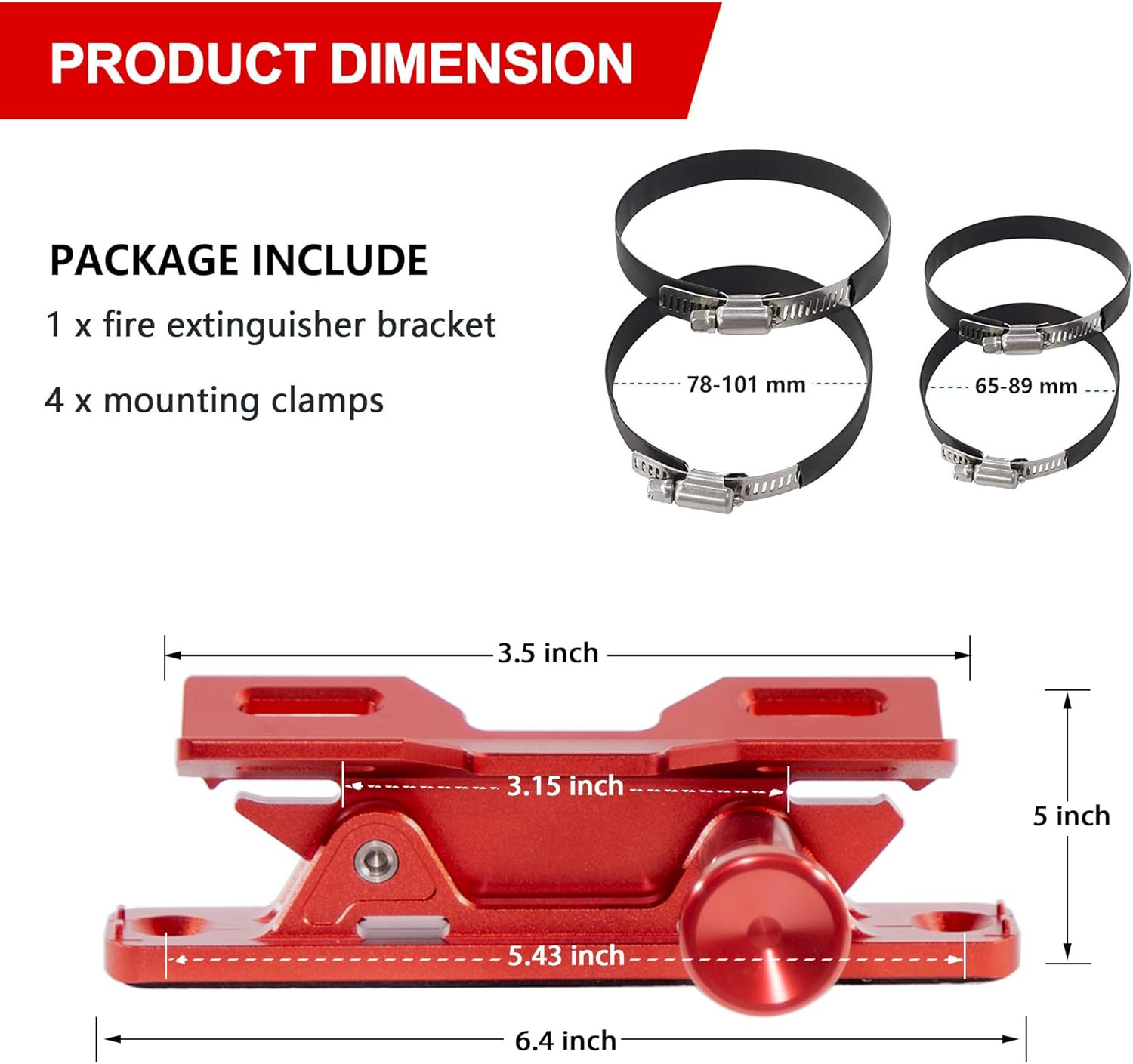 Quick Release Fire Extinguisher Mount – Aluminum Adjustable UTV Roll Bar Fire Ex