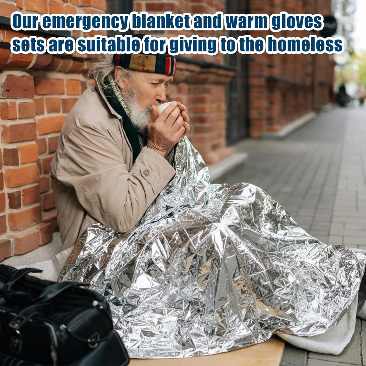 200 Pcs Emergency Blanket Knitted Gloves Bulk Homeless Survival Care Supplies Ki